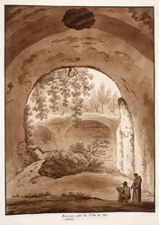 Reservoar för Domitianus villa, 1833 (etsning med brun tvätt)